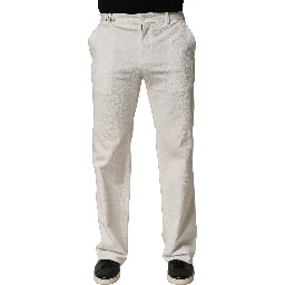 White Cotton StraightLeg Casual Trouser Pants