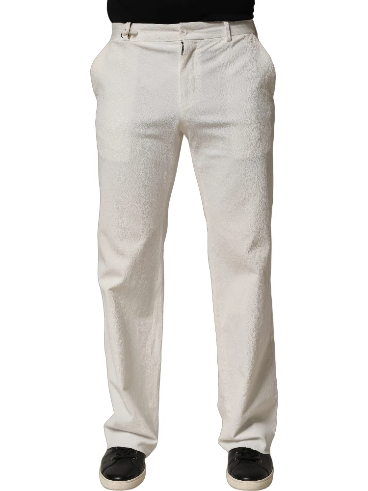 White Cotton StraightLeg Casual Trouser Pants