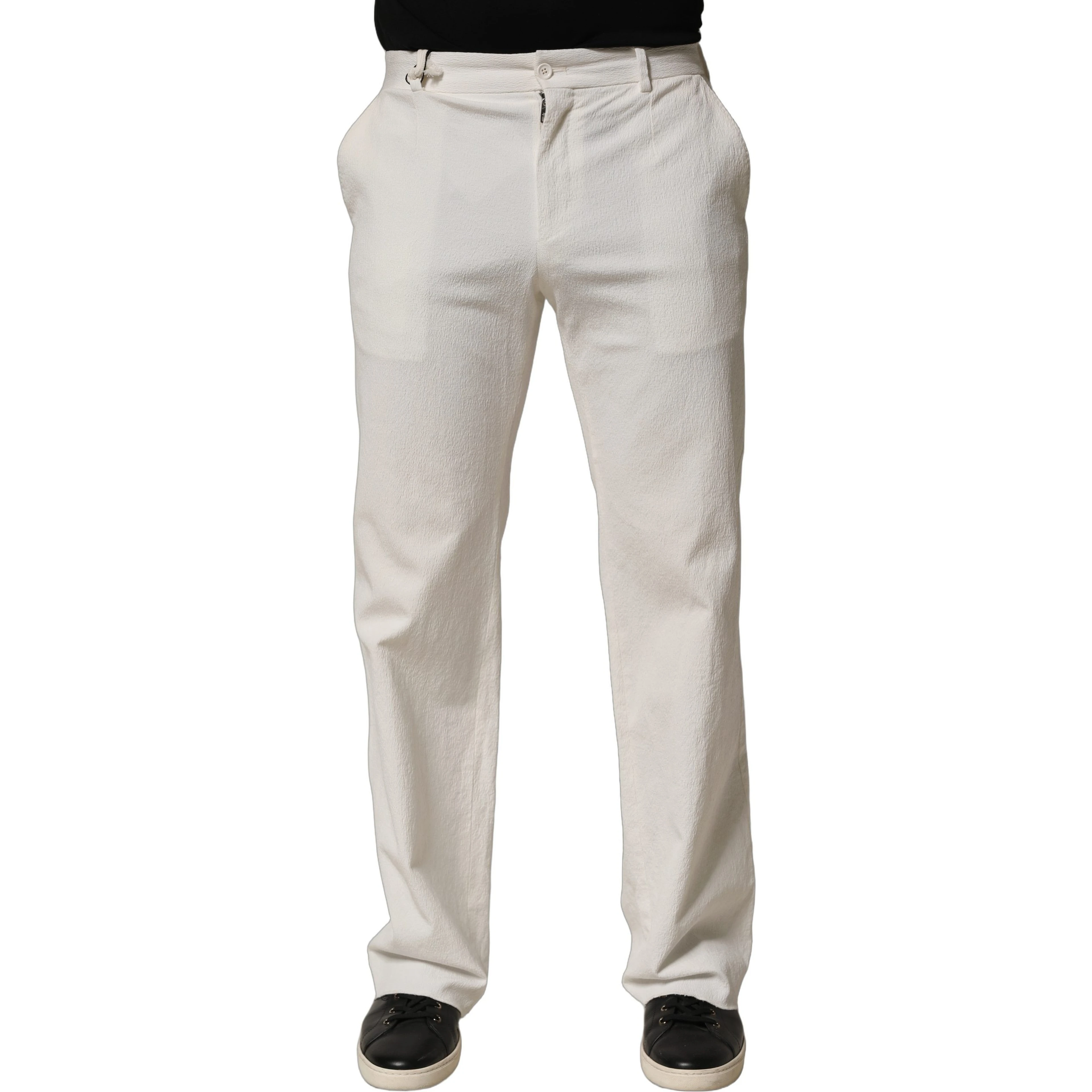 White Cotton StraightLeg Casual Trouser Pants