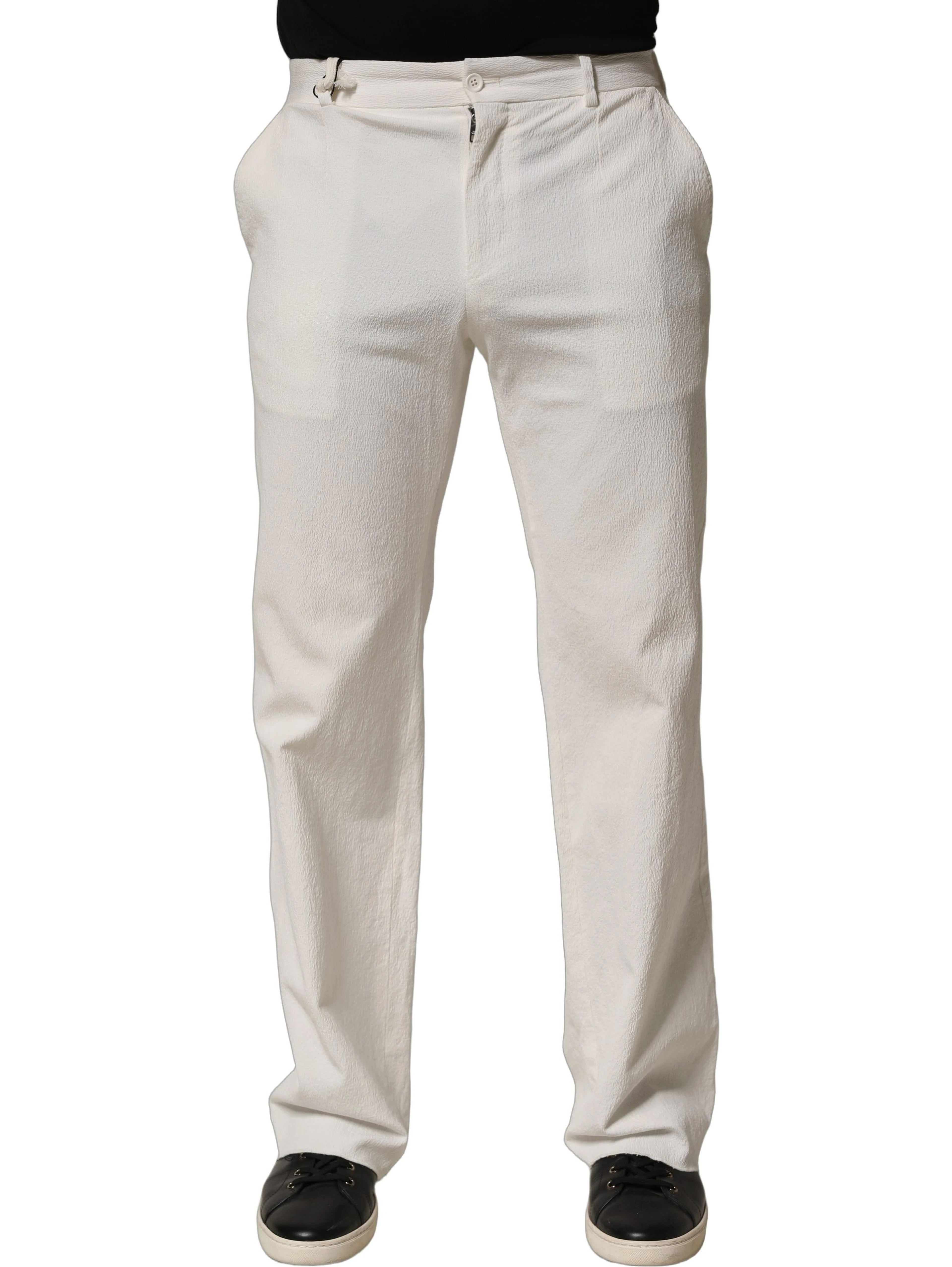 White Cotton StraightLeg Casual Trouser Pants
