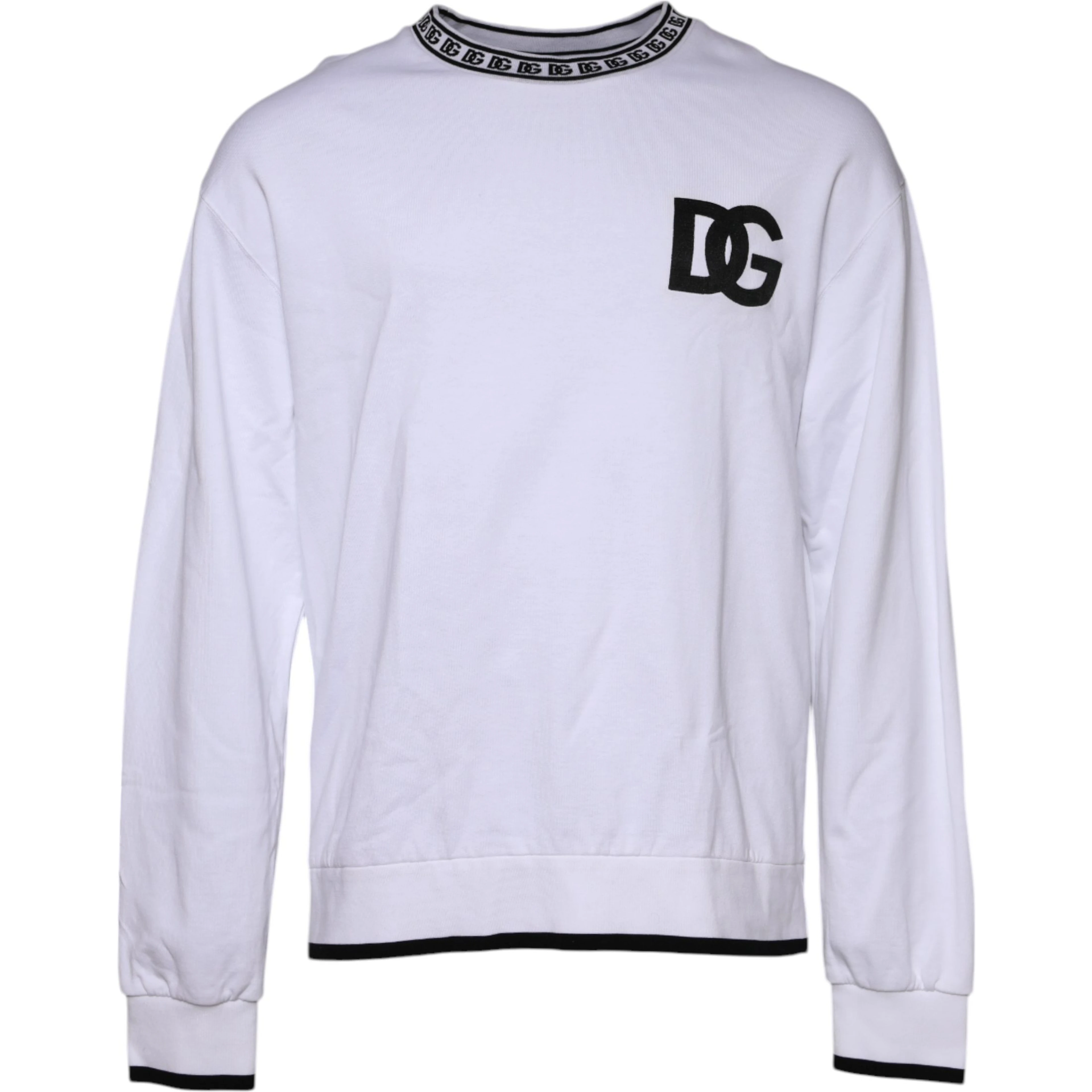 White Cotton DG Crew Neck Sweatshirt Sweater