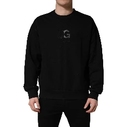 Black Cotton DG Crew Neck Sweatshirt Sweater