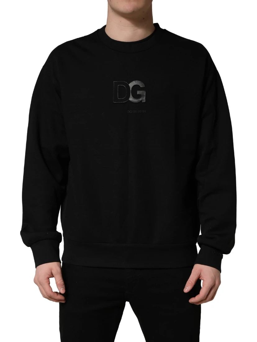 Black Cotton DG Crew Neck Sweatshirt Sweater