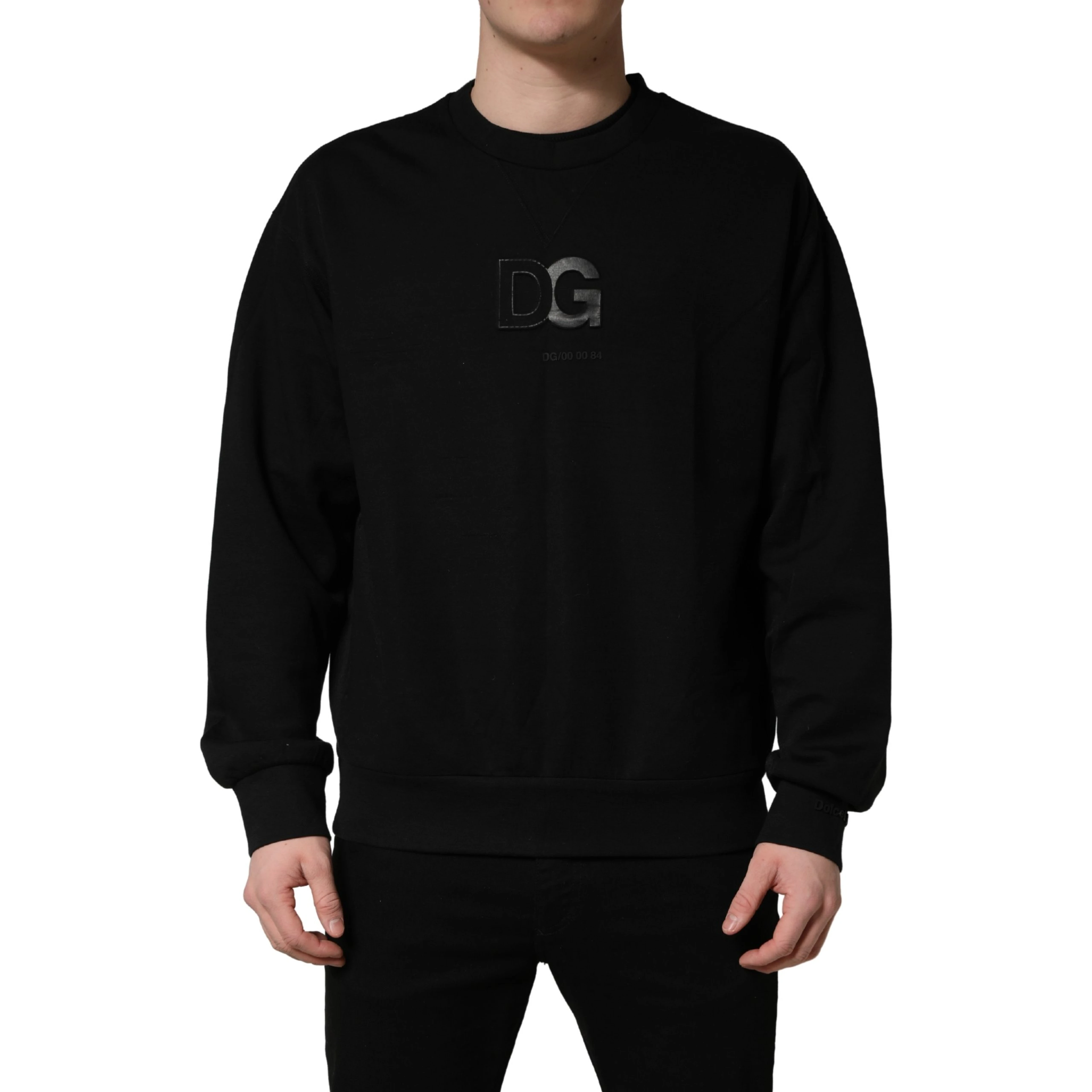 Black Cotton DG Crew Neck Sweatshirt Sweater