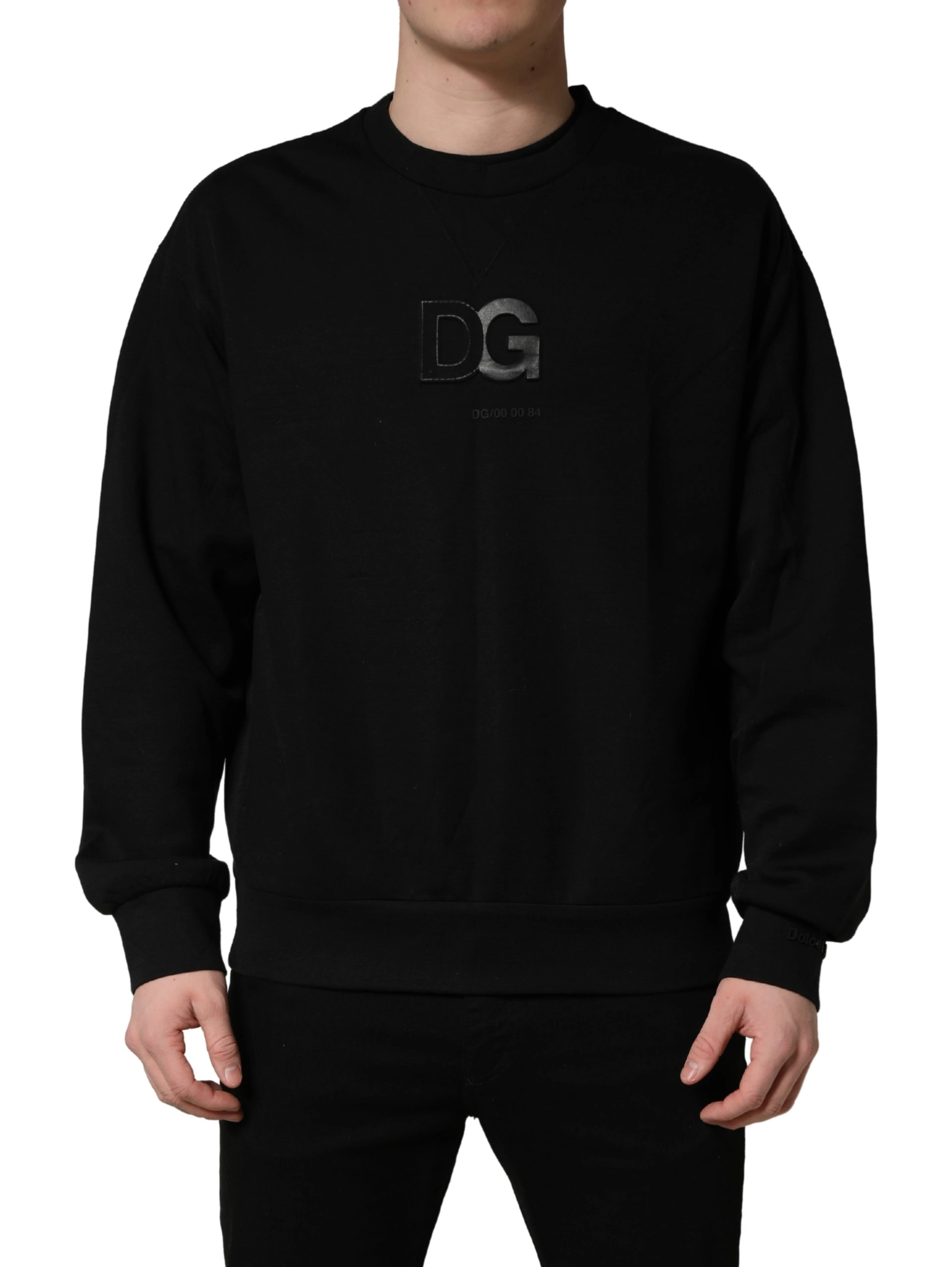 Black Cotton DG Crew Neck Sweatshirt Sweater