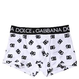 White DG Logo Print Regular Boxer Underwear