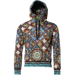 Multicolor Printed Hooded Sweatshirt Sweater