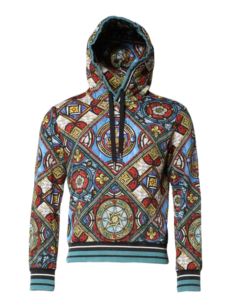 Multicolor Printed Hooded Sweatshirt Sweater