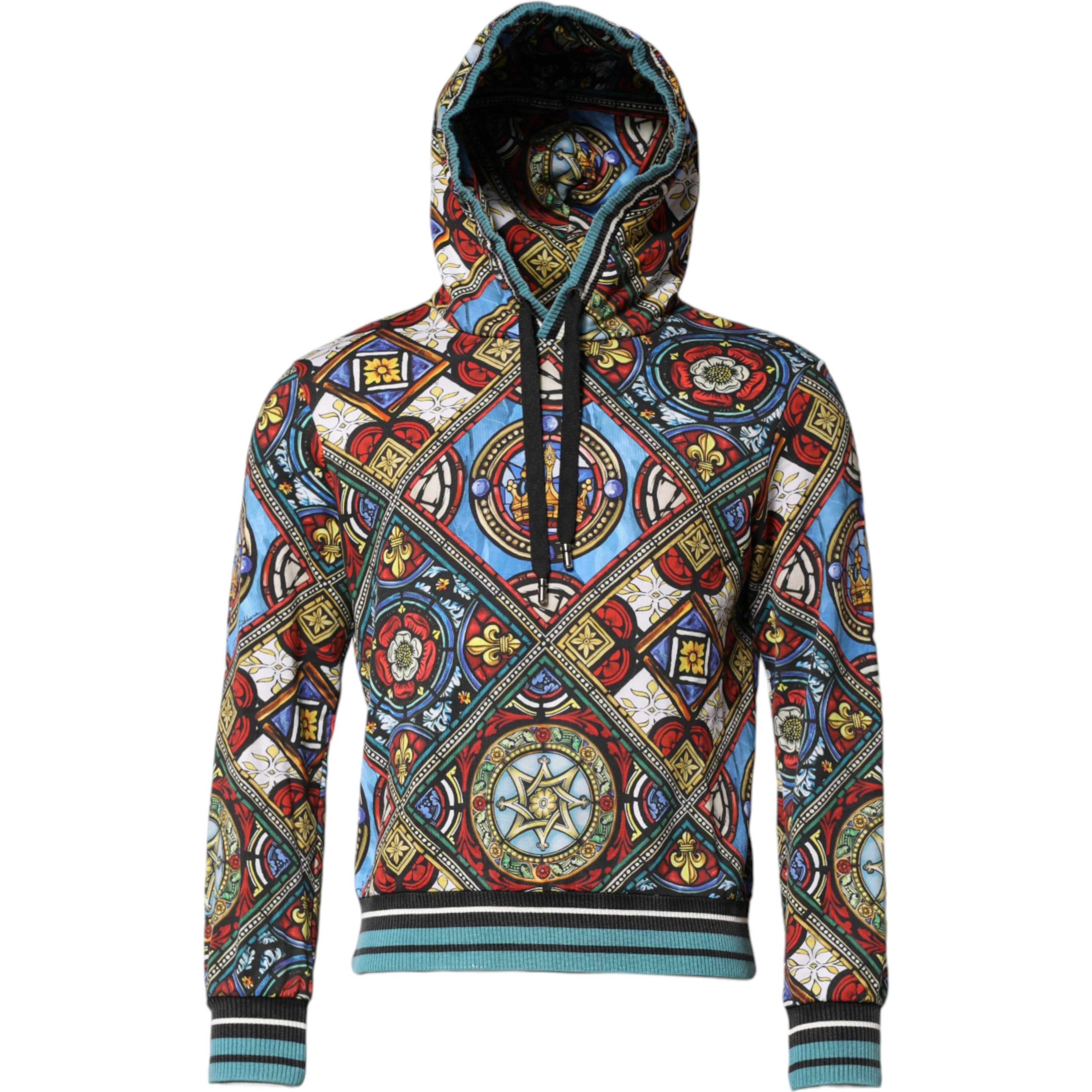 Multicolor Printed Hooded Sweatshirt Sweater