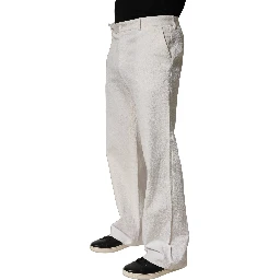 White Cotton StraightLeg Casual Trouser Pants