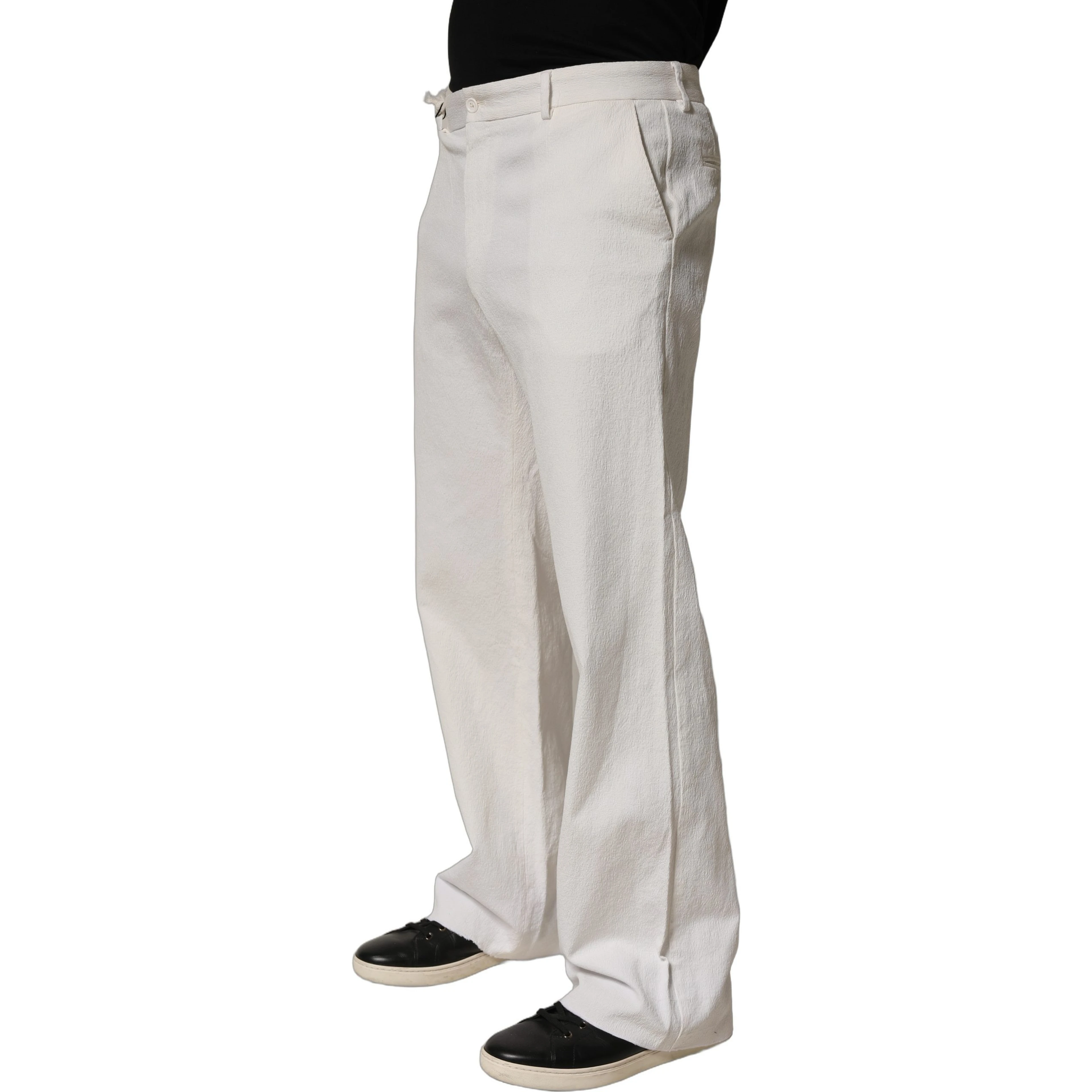White Cotton StraightLeg Casual Trouser Pants