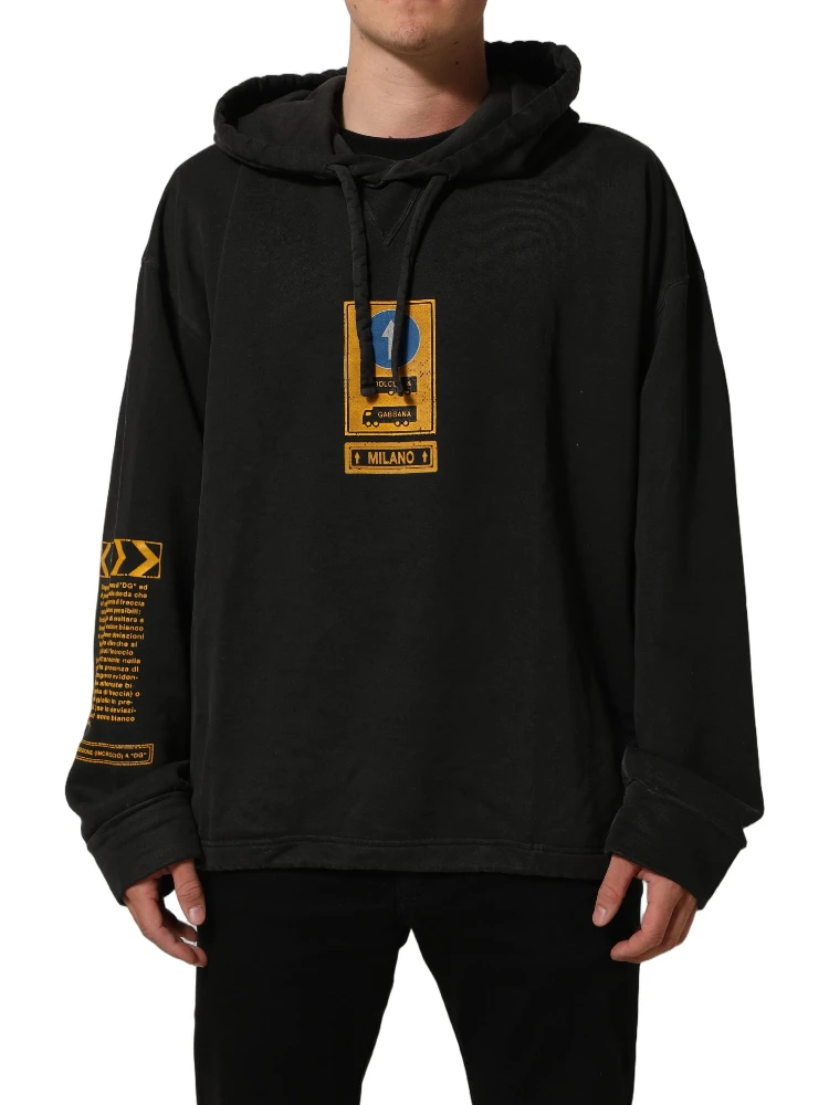 Black Cotton DG Shield Hooded Sweatshirt Sweater