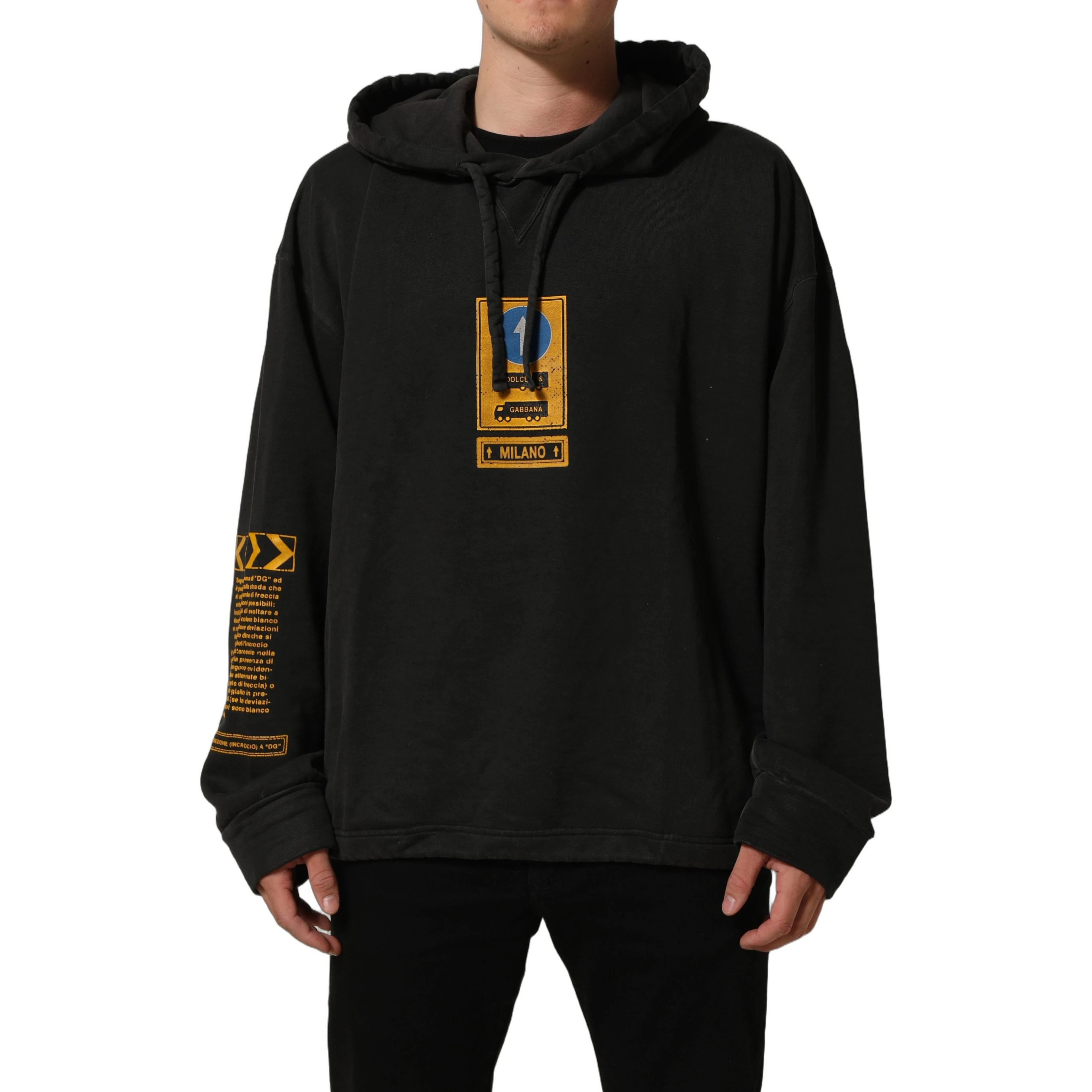 Black Cotton DG Shield Hooded Sweatshirt Sweater