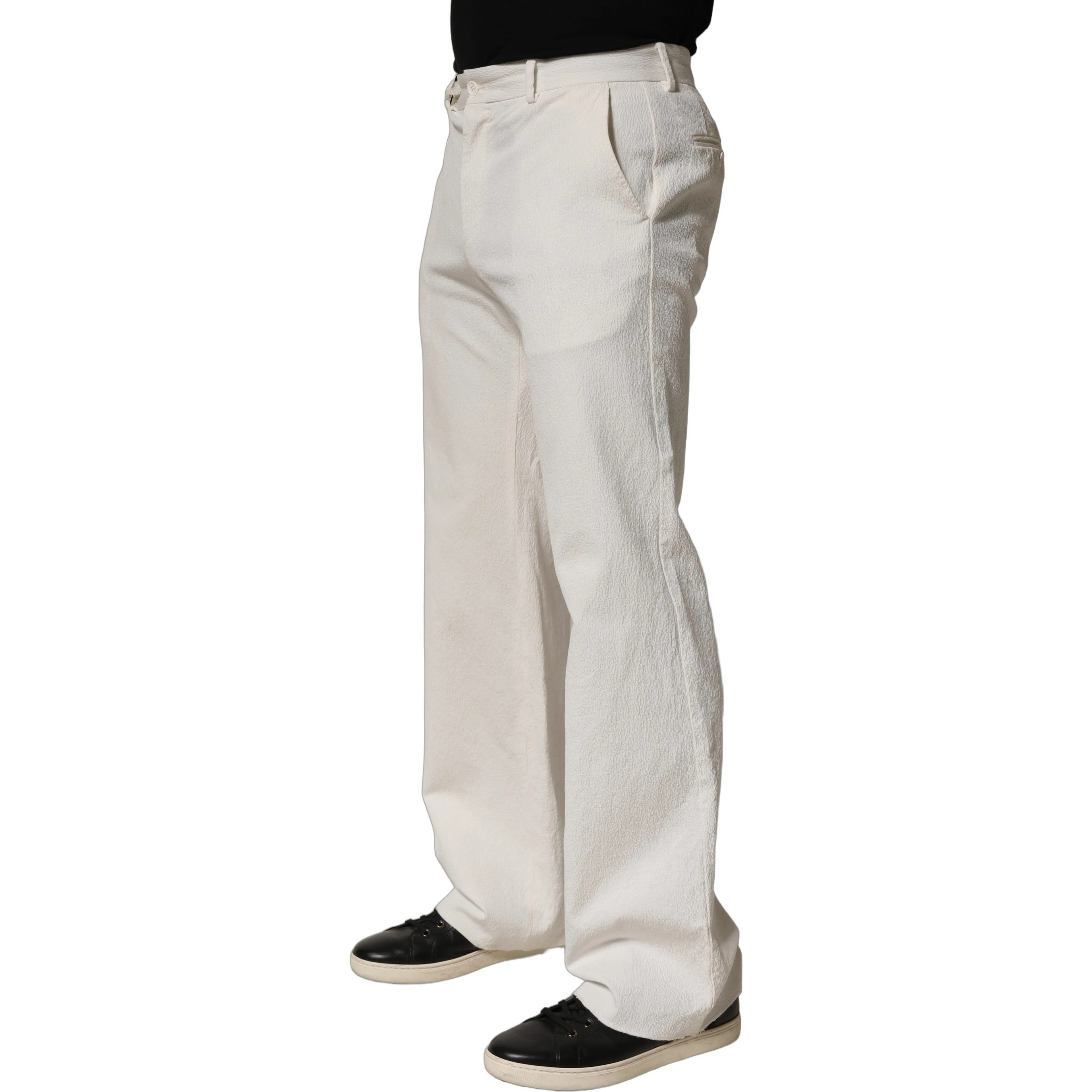 White Cotton StraightLeg Casual Trouser Pants
