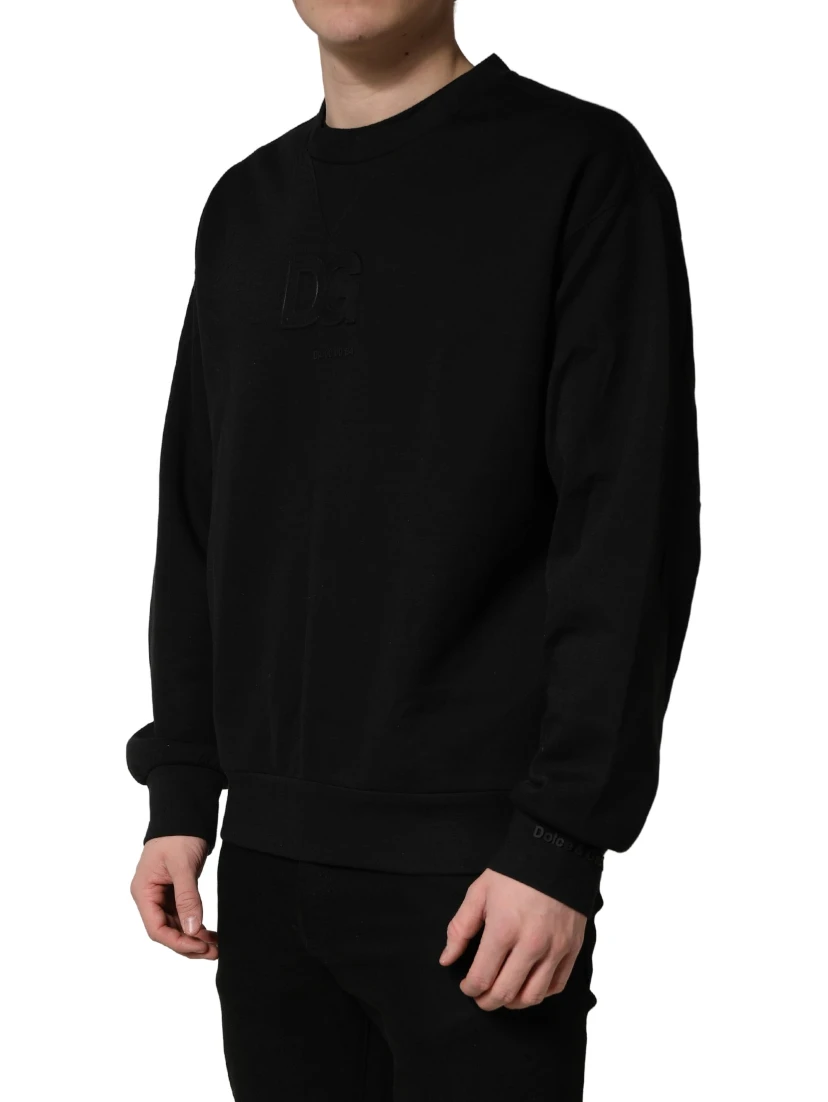 Black Cotton DG Crew Neck Sweatshirt Sweater