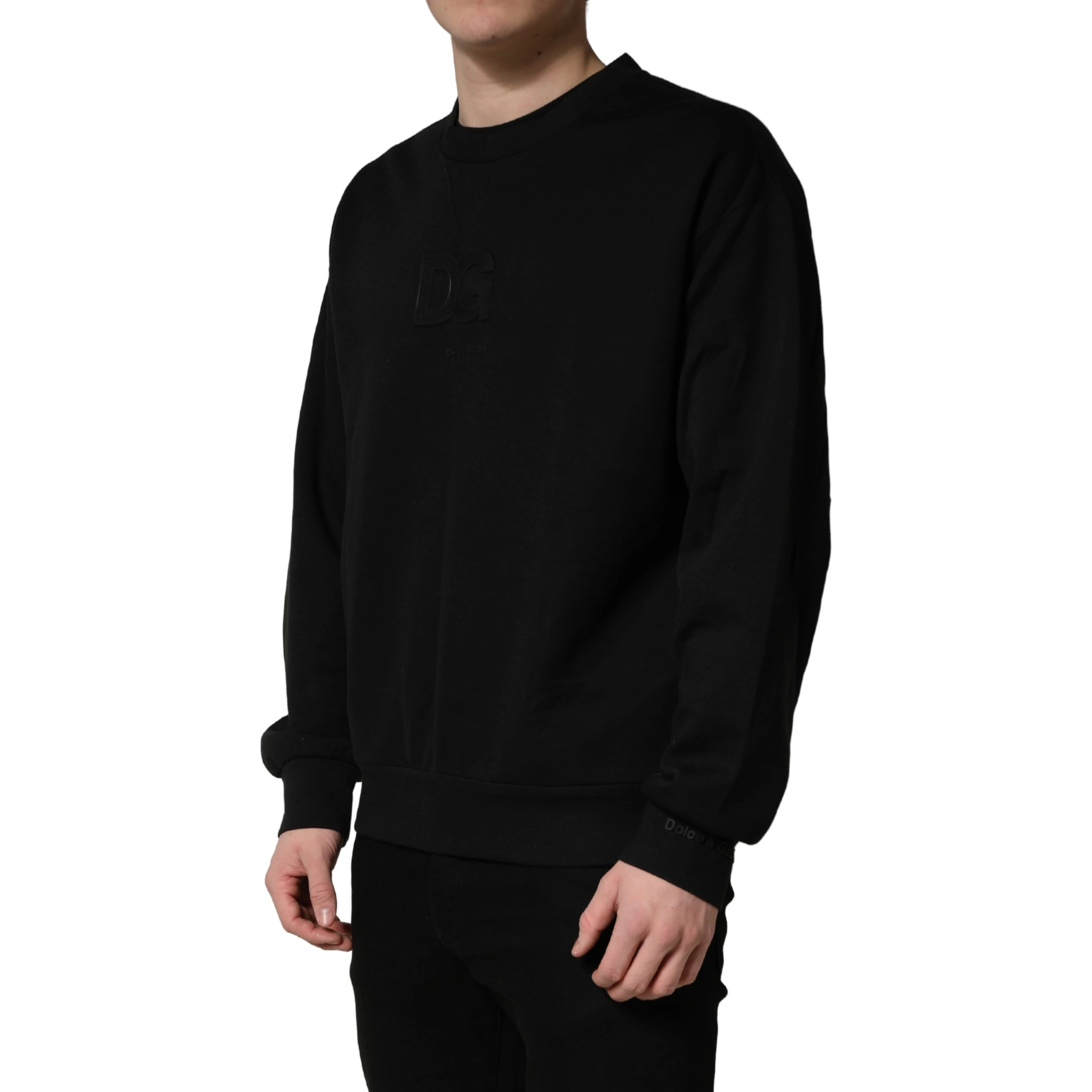 Black Cotton DG Crew Neck Sweatshirt Sweater