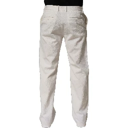 White Cotton StraightLeg Casual Trouser Pants