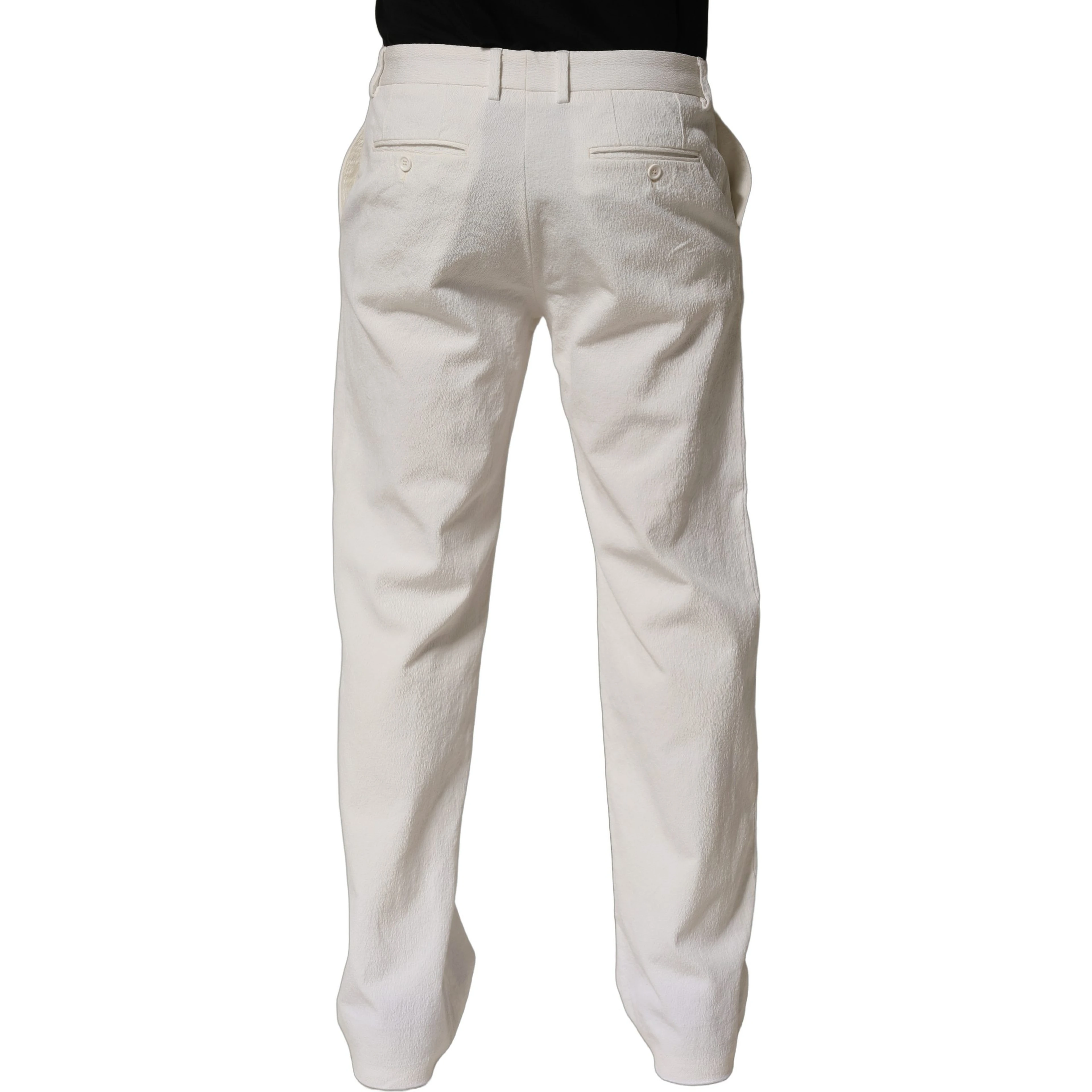 White Cotton StraightLeg Casual Trouser Pants