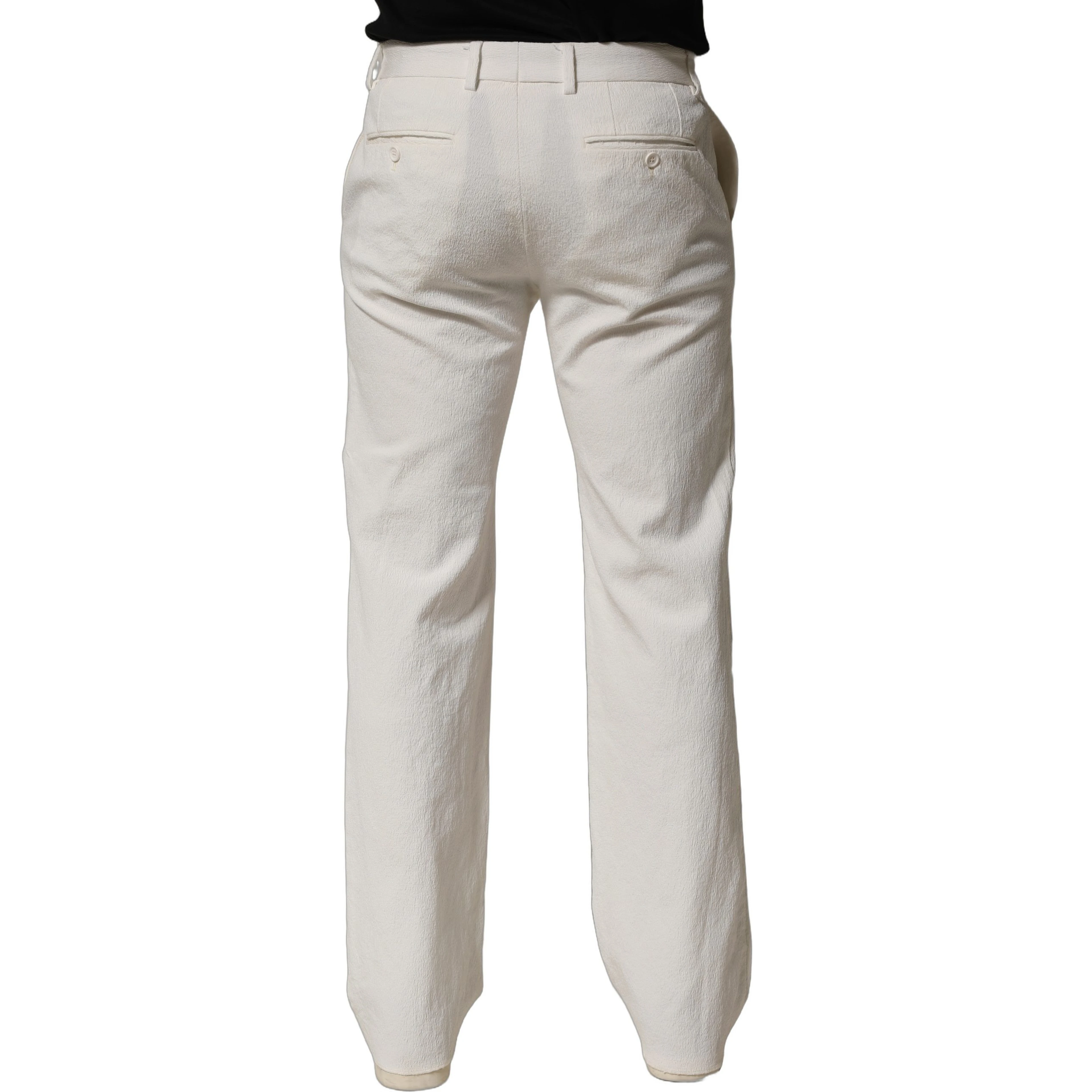 White Cotton StraightLeg Casual Trouser Pants