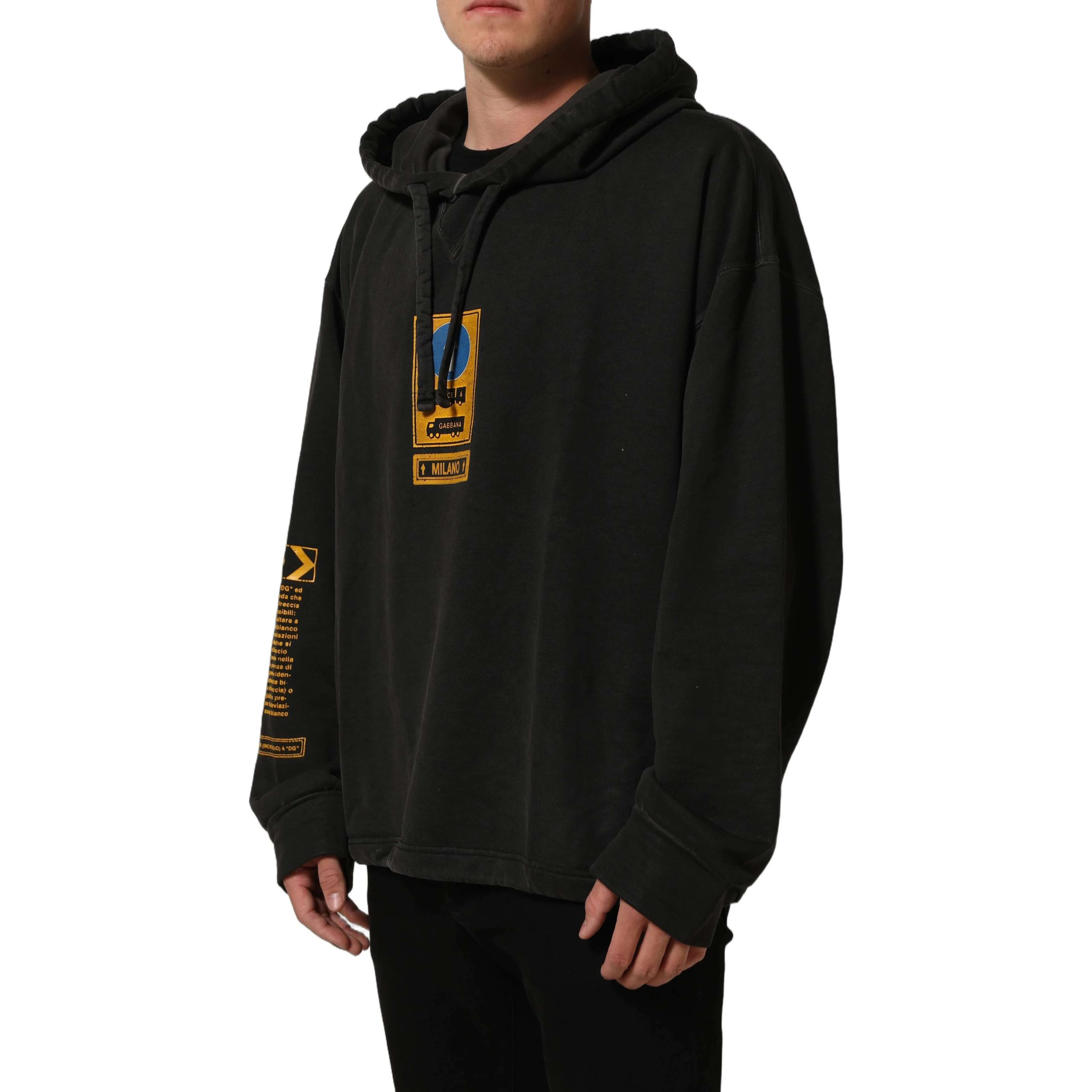 Black Cotton DG Shield Hooded Sweatshirt Sweater