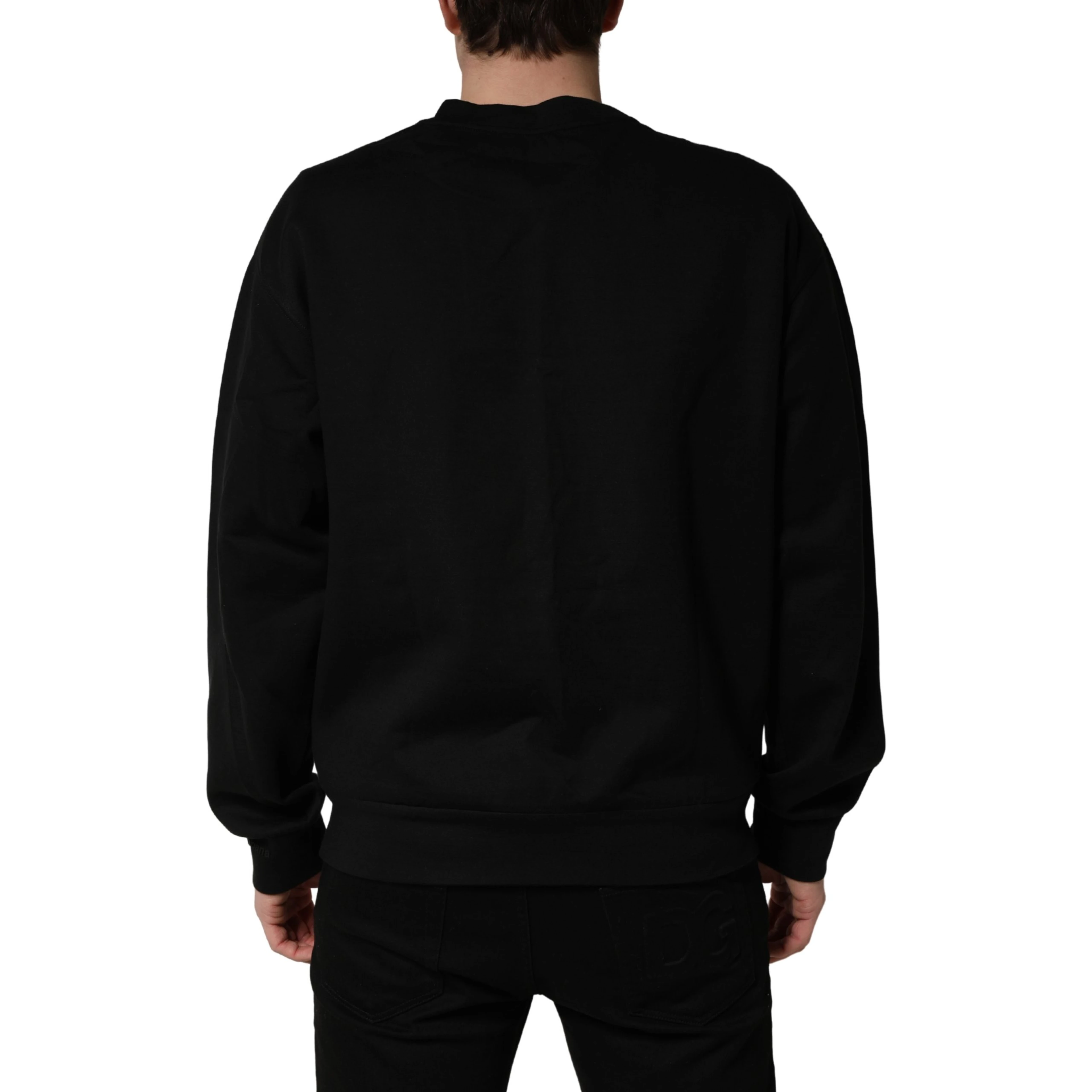 Black Cotton DG Crew Neck Sweatshirt Sweater