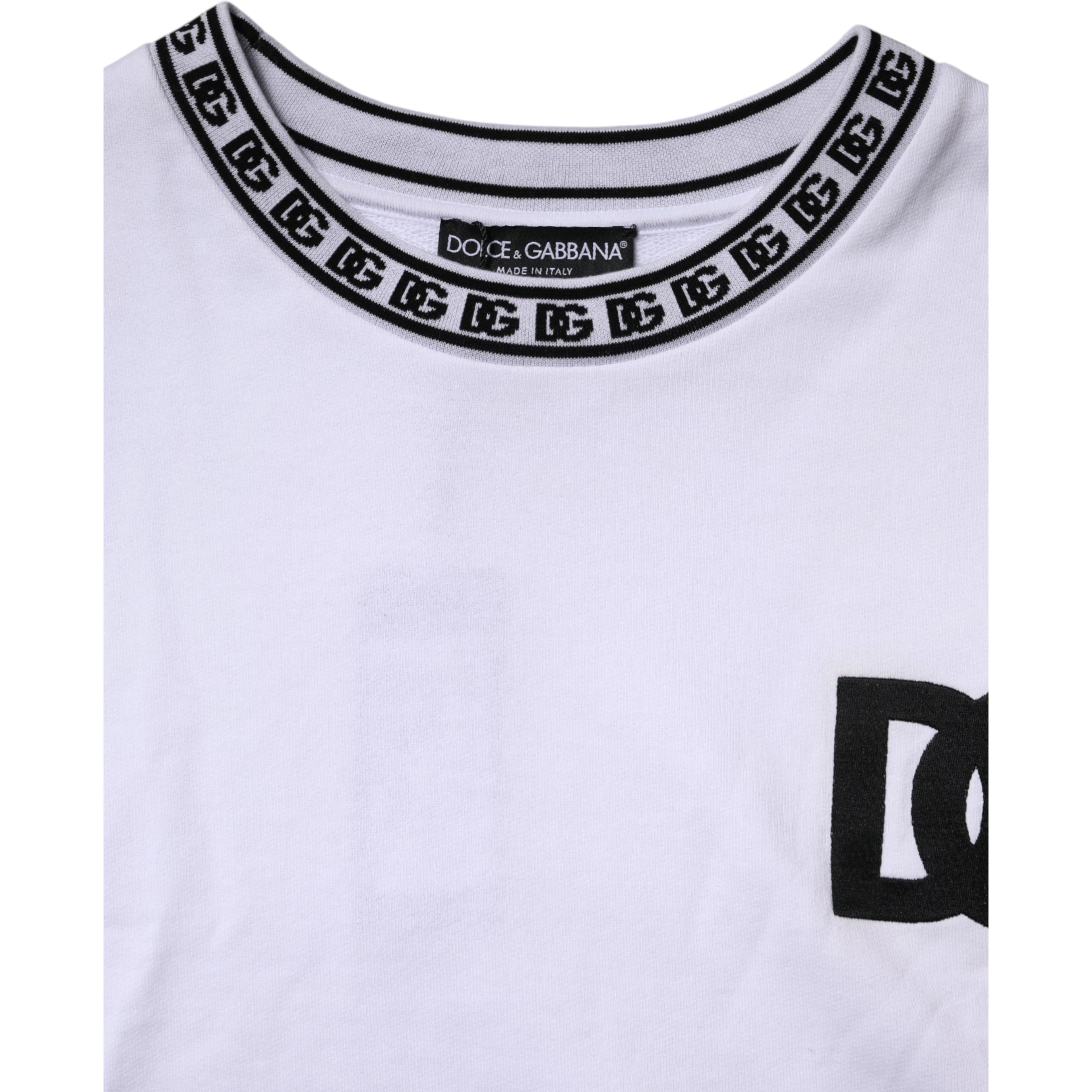 White Cotton DG Crew Neck Sweatshirt Sweater