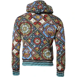 Multicolor Printed Hooded Sweatshirt Sweater
