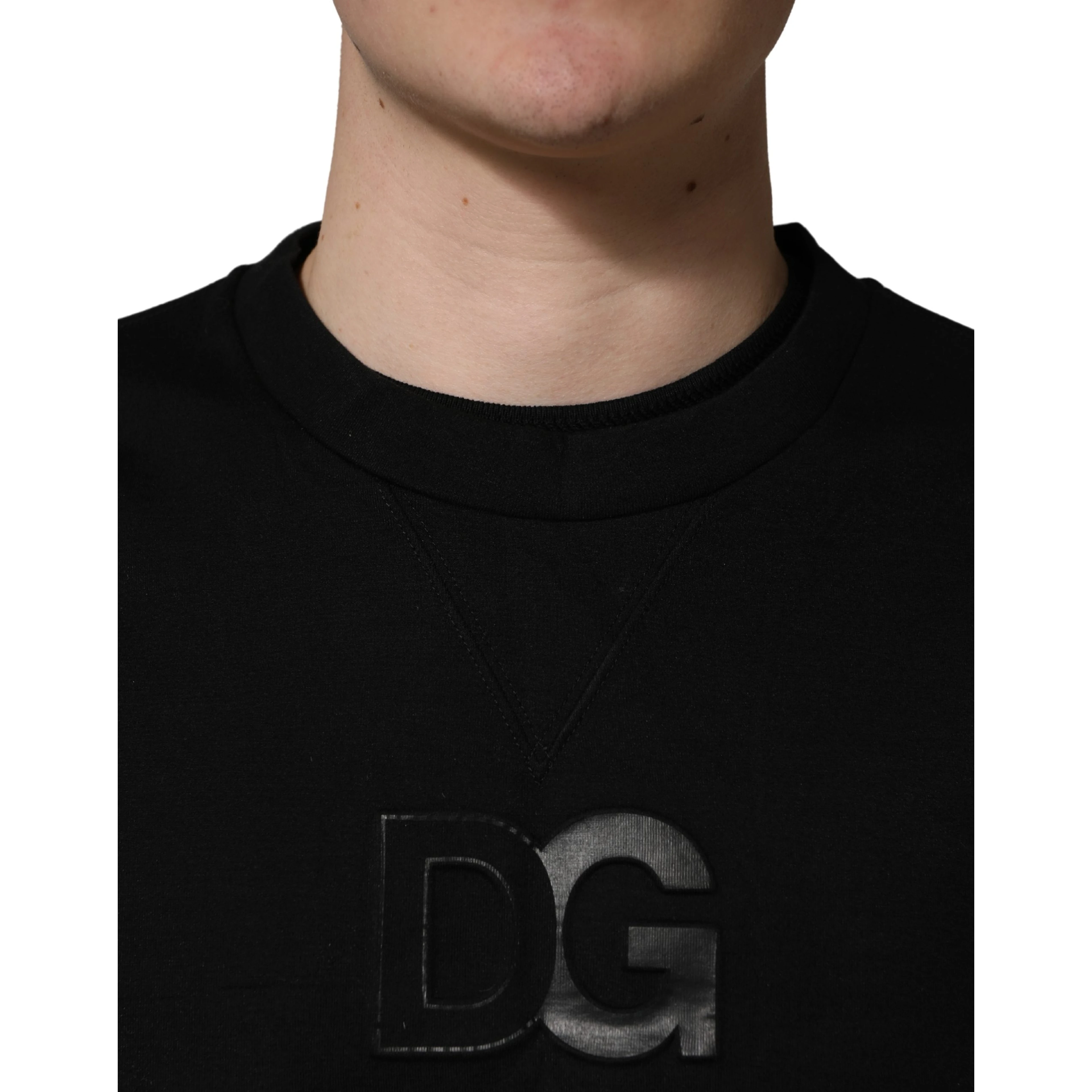 Black Cotton DG Crew Neck Sweatshirt Sweater
