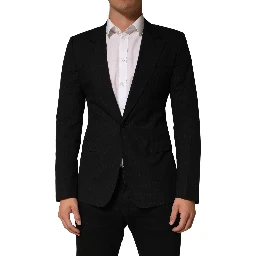Black Pinstripe Men Single Breasted Jacket