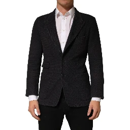 Dark Gray Cotton Men Single Breasted Jacket