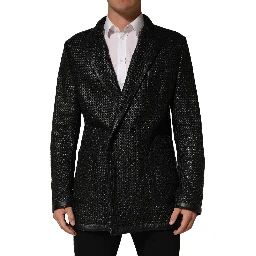 Black Lamb Leather Double Breasted Jacket
