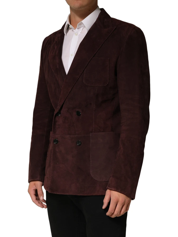Brown Lamb Leather Double Breasted Jacket alternative