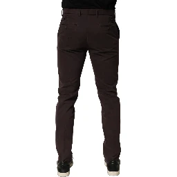 Brown Cotton Skinny Leg Dress Trouser Pants
