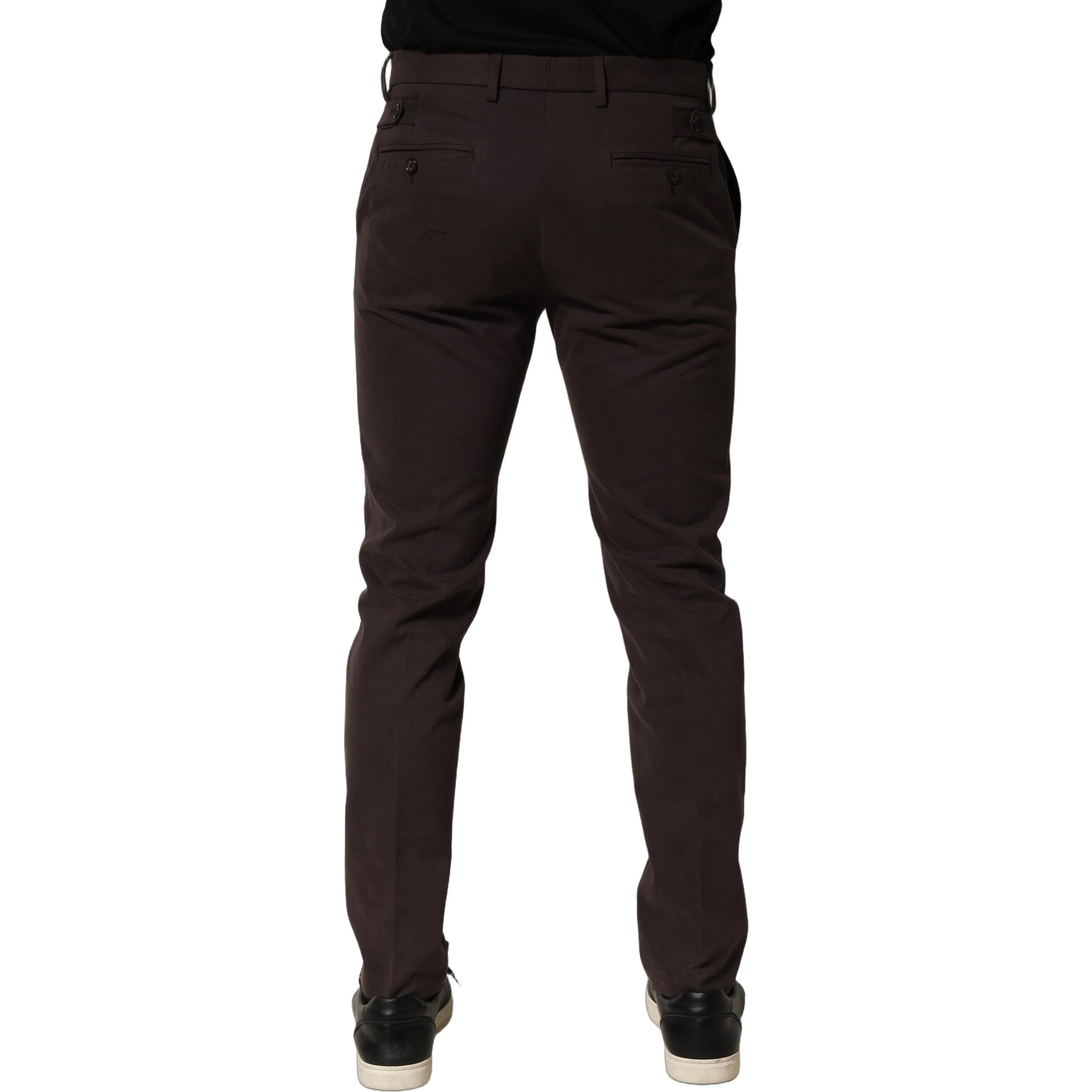 Brown Cotton Skinny Leg Dress Trouser Pants