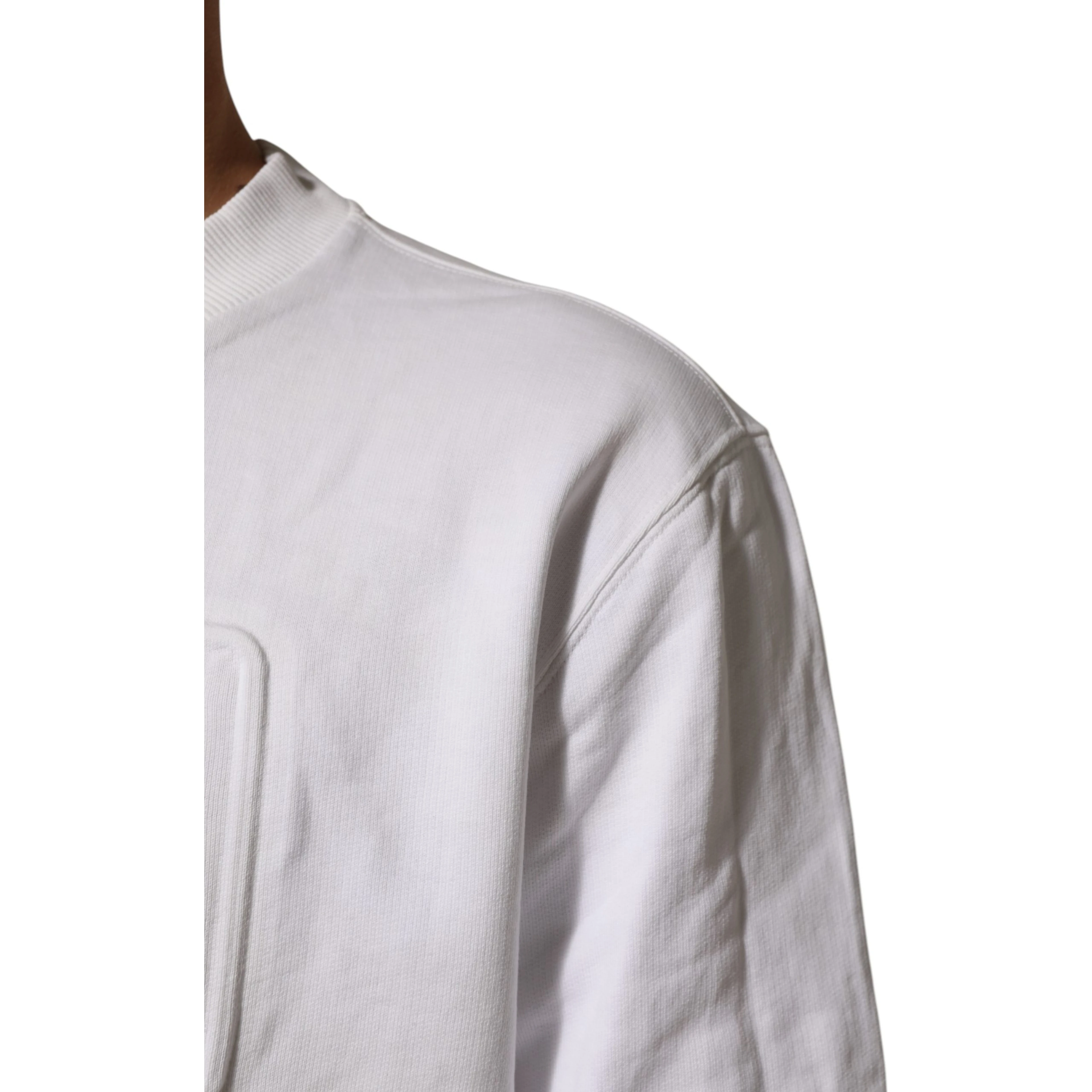 White Logo Embossed Cotton Sweatshirt Sweater