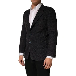 Dark Gray Cotton Men Single Breasted Jacket