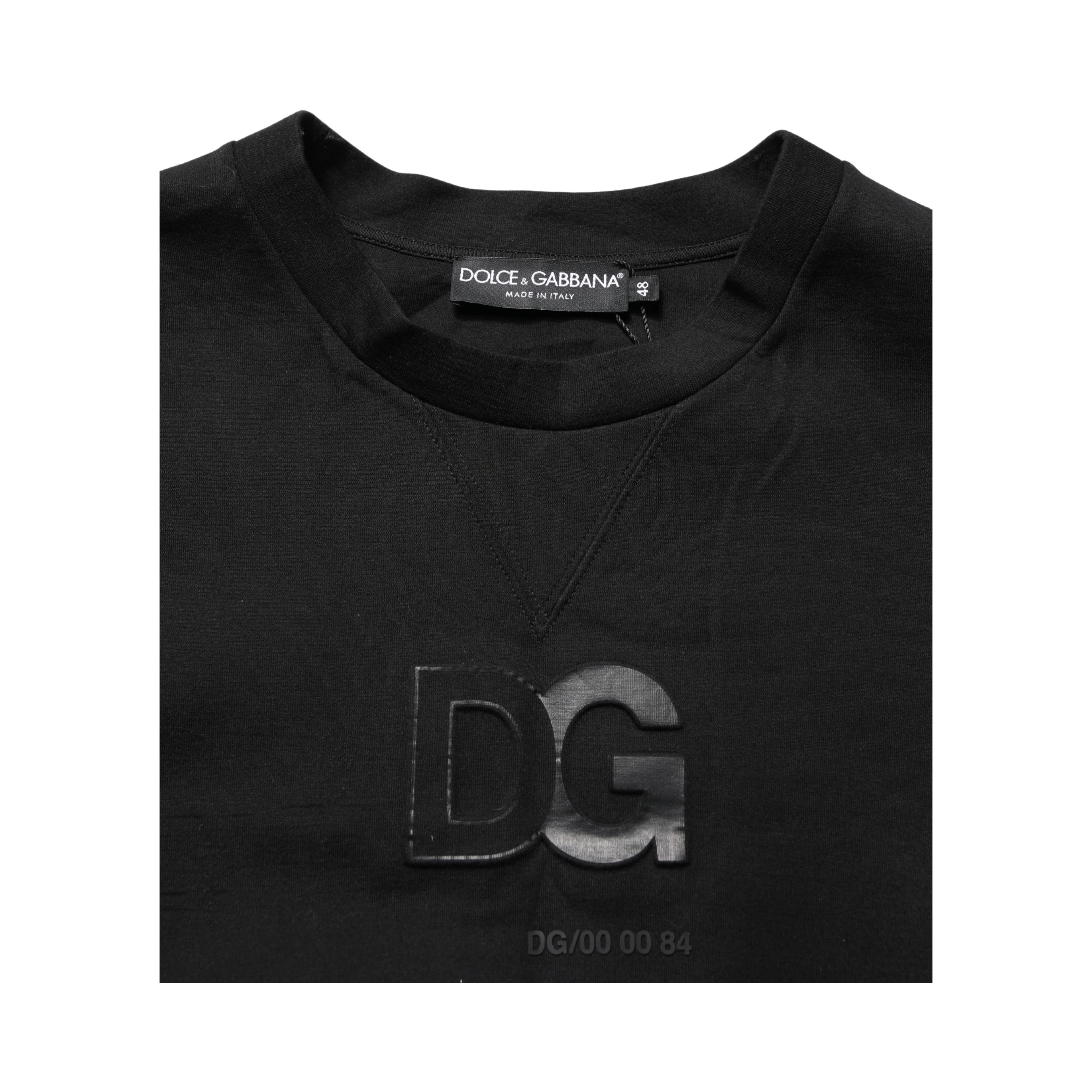 Black Cotton DG Crew Neck Sweatshirt Sweater