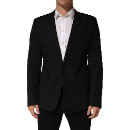 Black Pinstripe Men Single Breasted Jacket