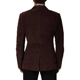 Brown Lamb Leather Double Breasted Jacket