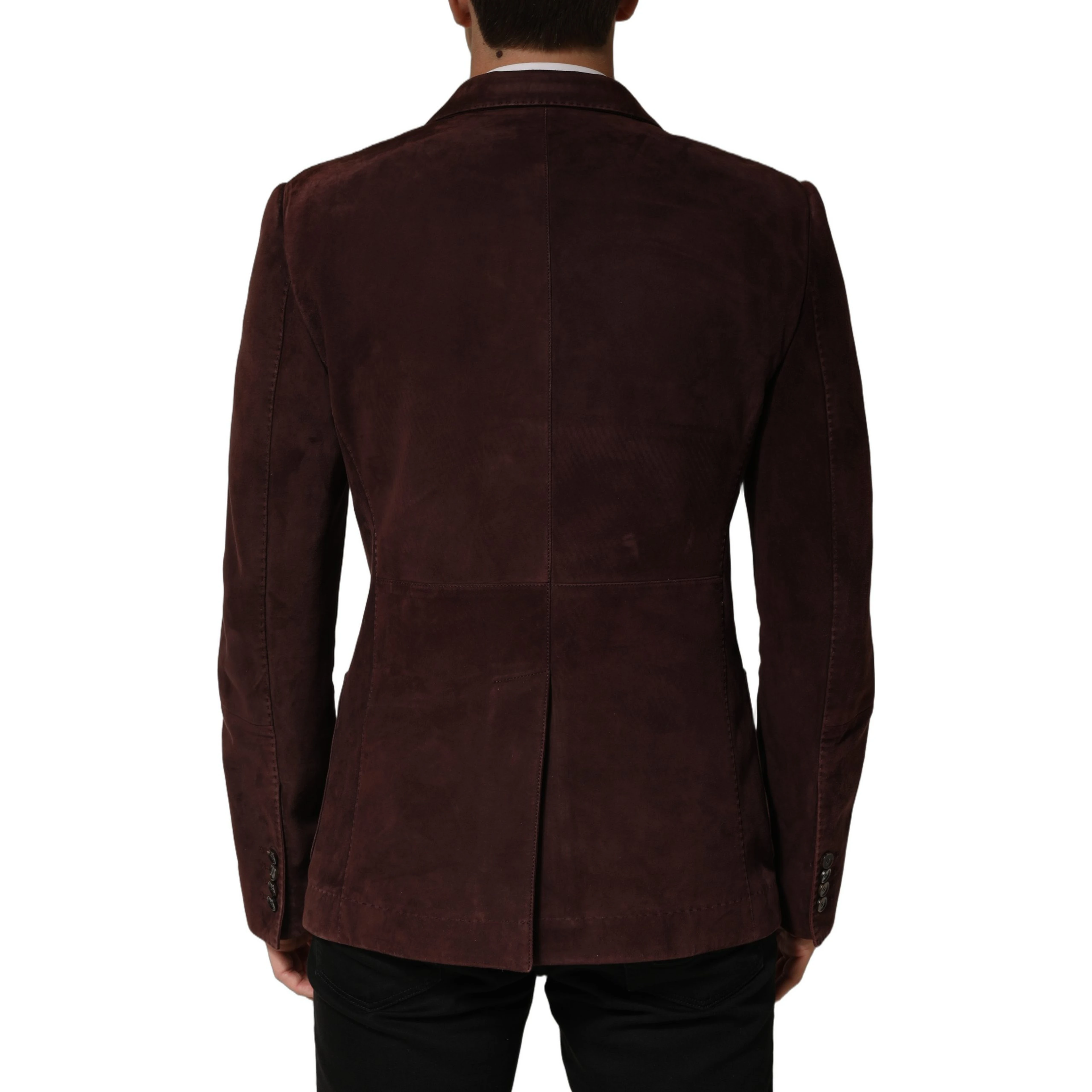 Brown Lamb Leather Double Breasted Jacket