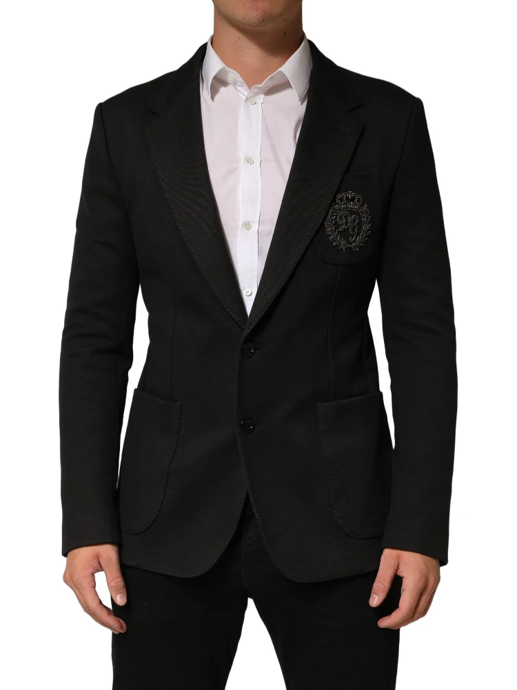 Black Embroidered Single Breasted Men Jacket