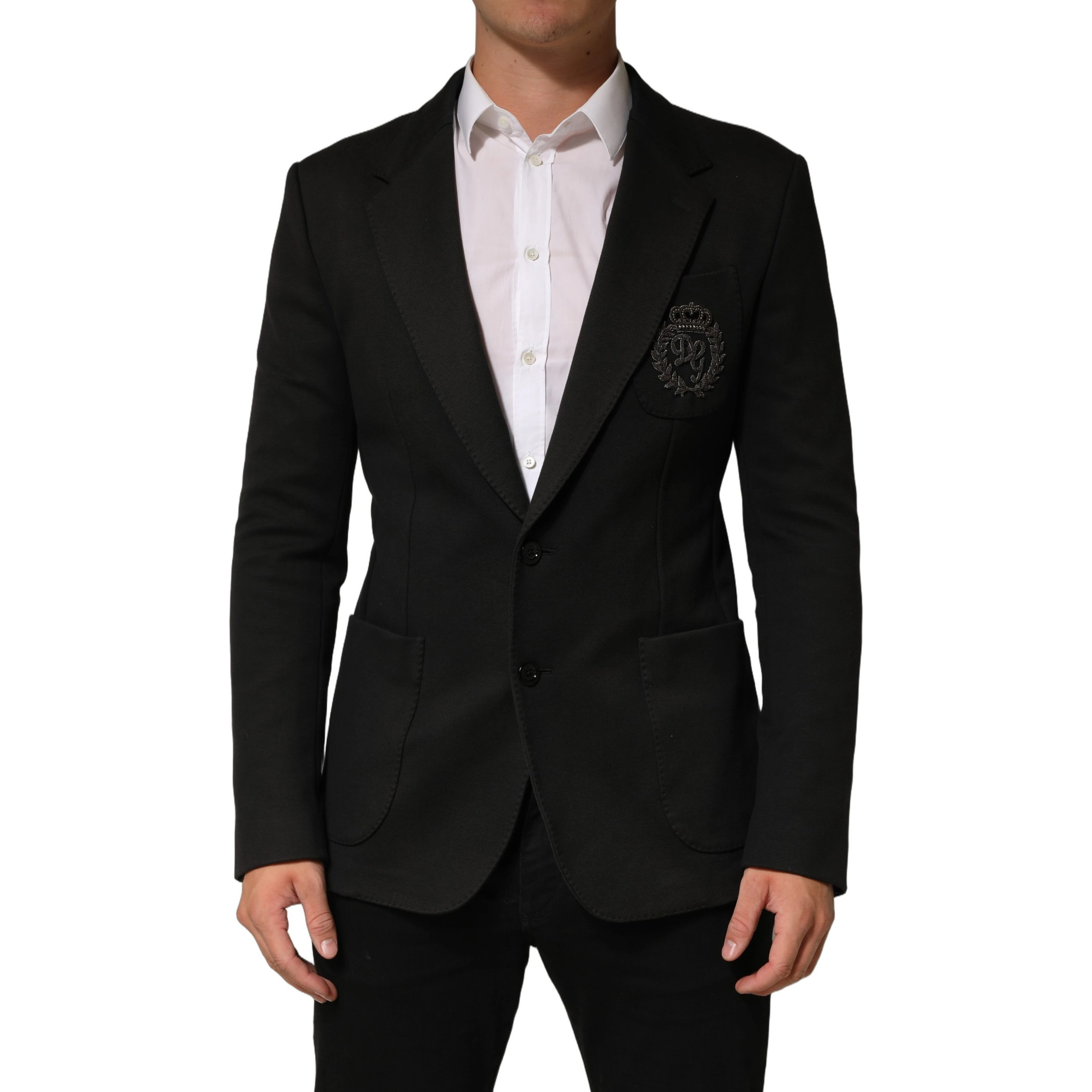 Black Embroidered Single Breasted Men Jacket