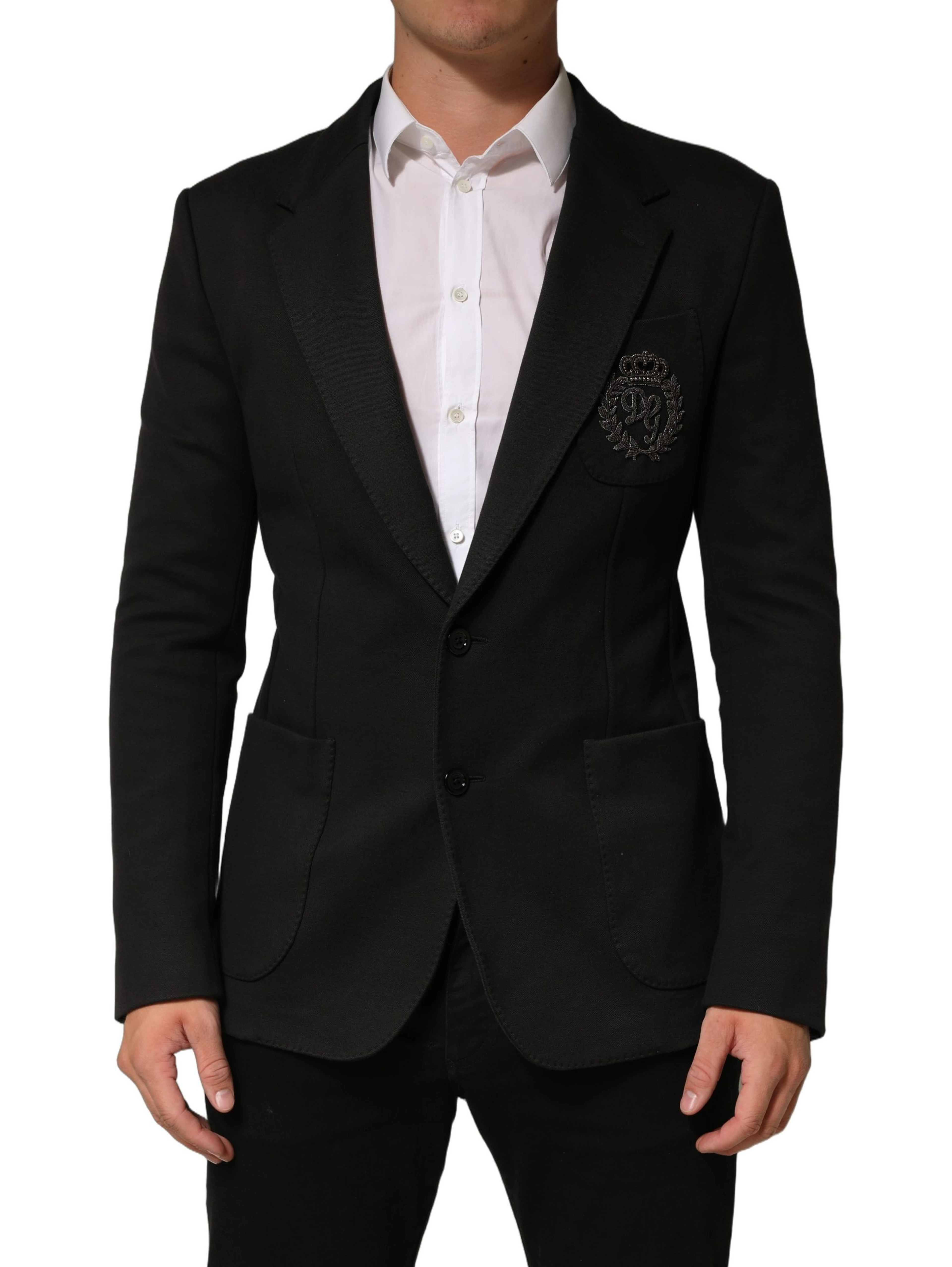 Black Embroidered Single Breasted Men Jacket