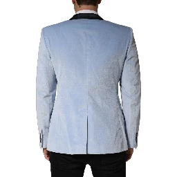Blue Cotton Formal Single Breasted Jacket