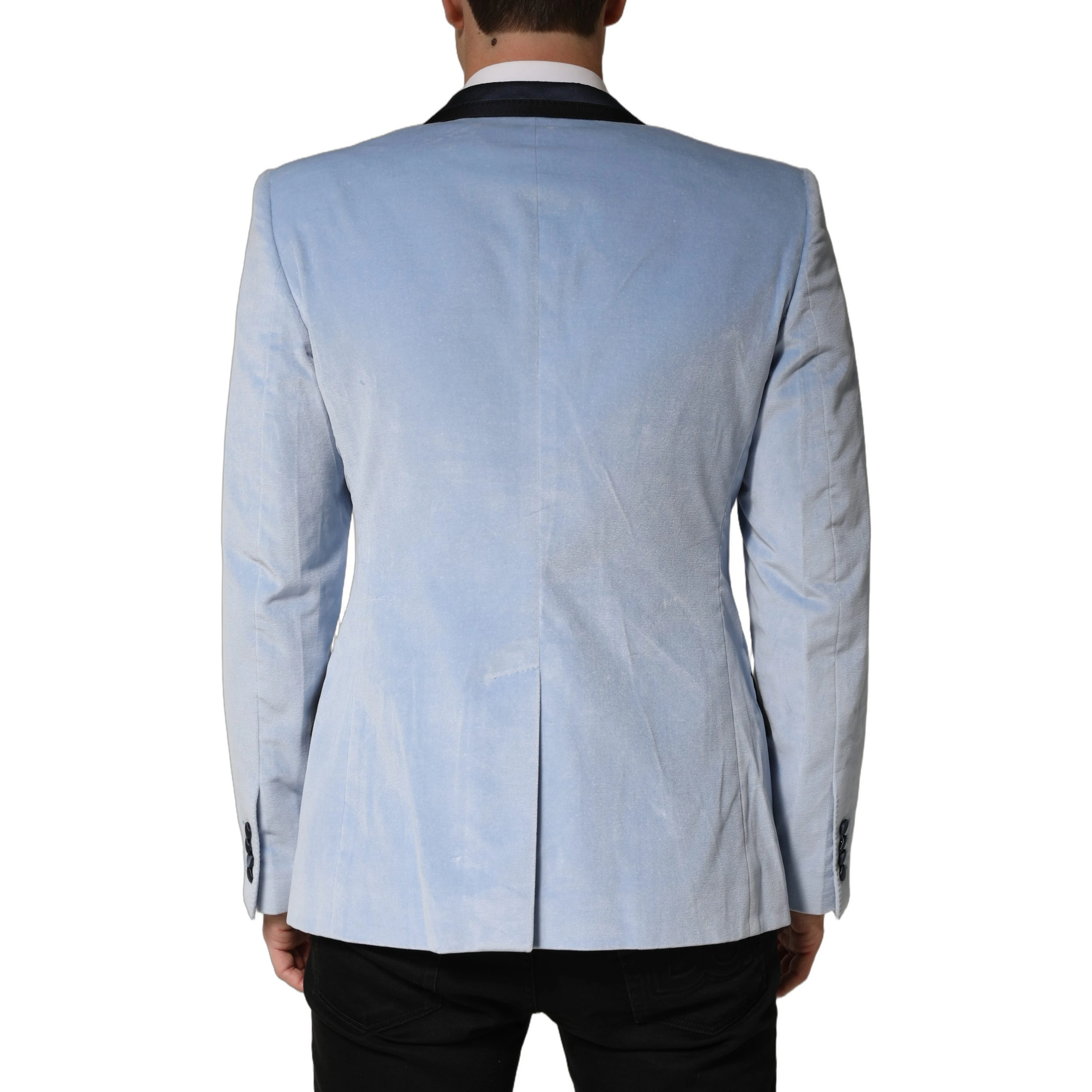Blue Cotton Formal Single Breasted Jacket