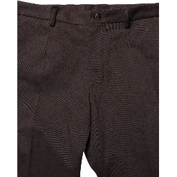 Brown Cotton Skinny Leg Dress Trouser Pants