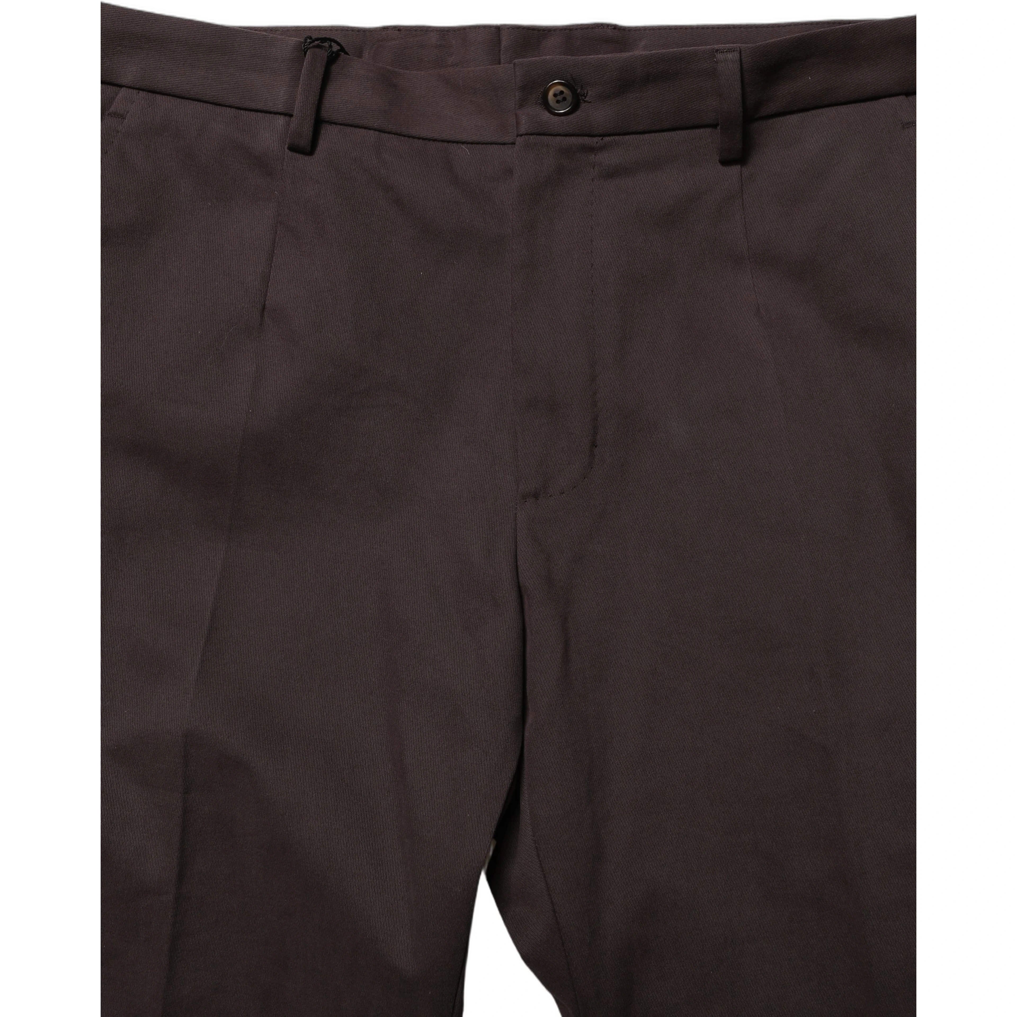 Brown Cotton Skinny Leg Dress Trouser Pants