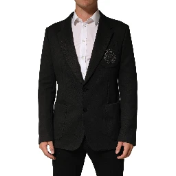 Black Embroidered Single Breasted Jacket