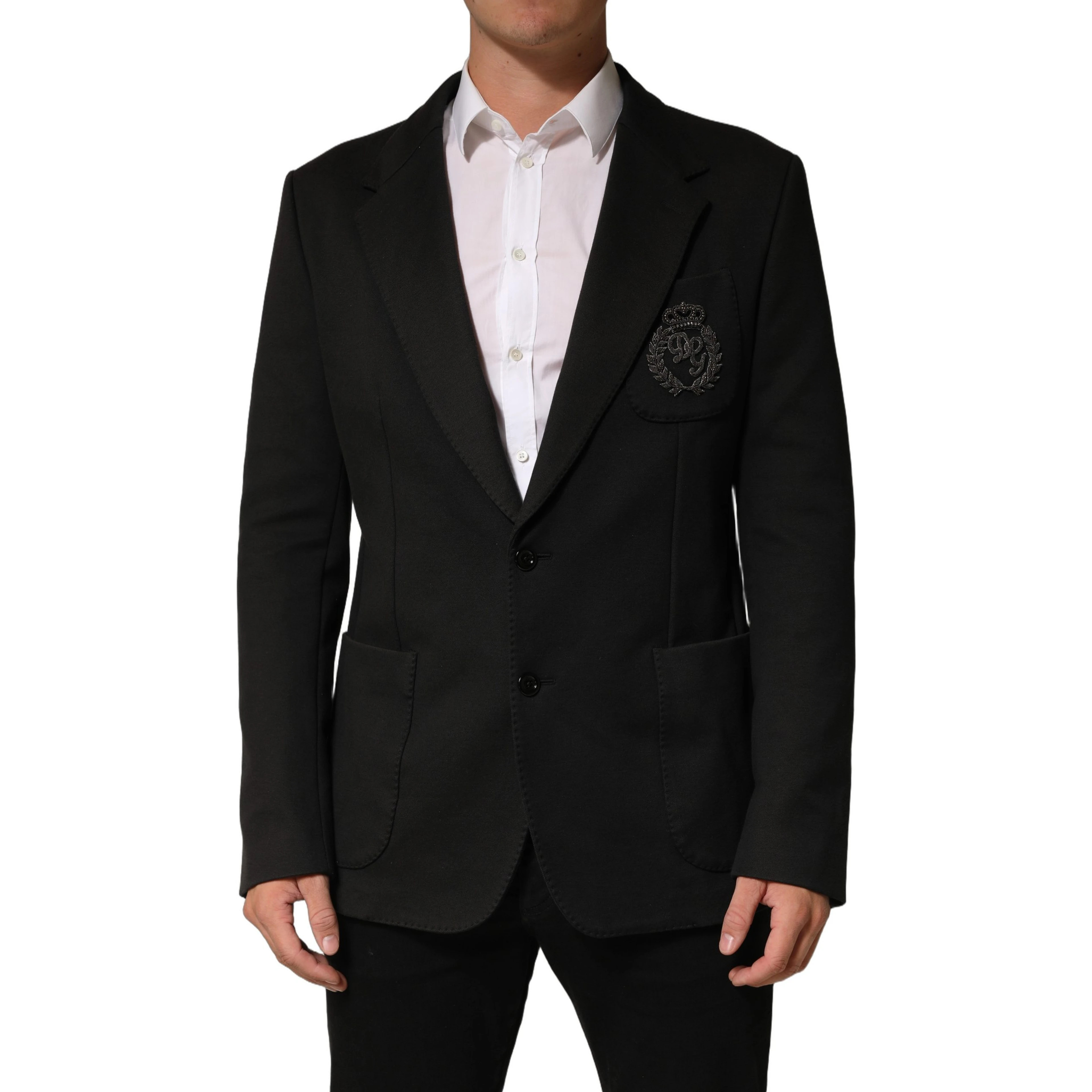 Black Embroidered Single Breasted Jacket
