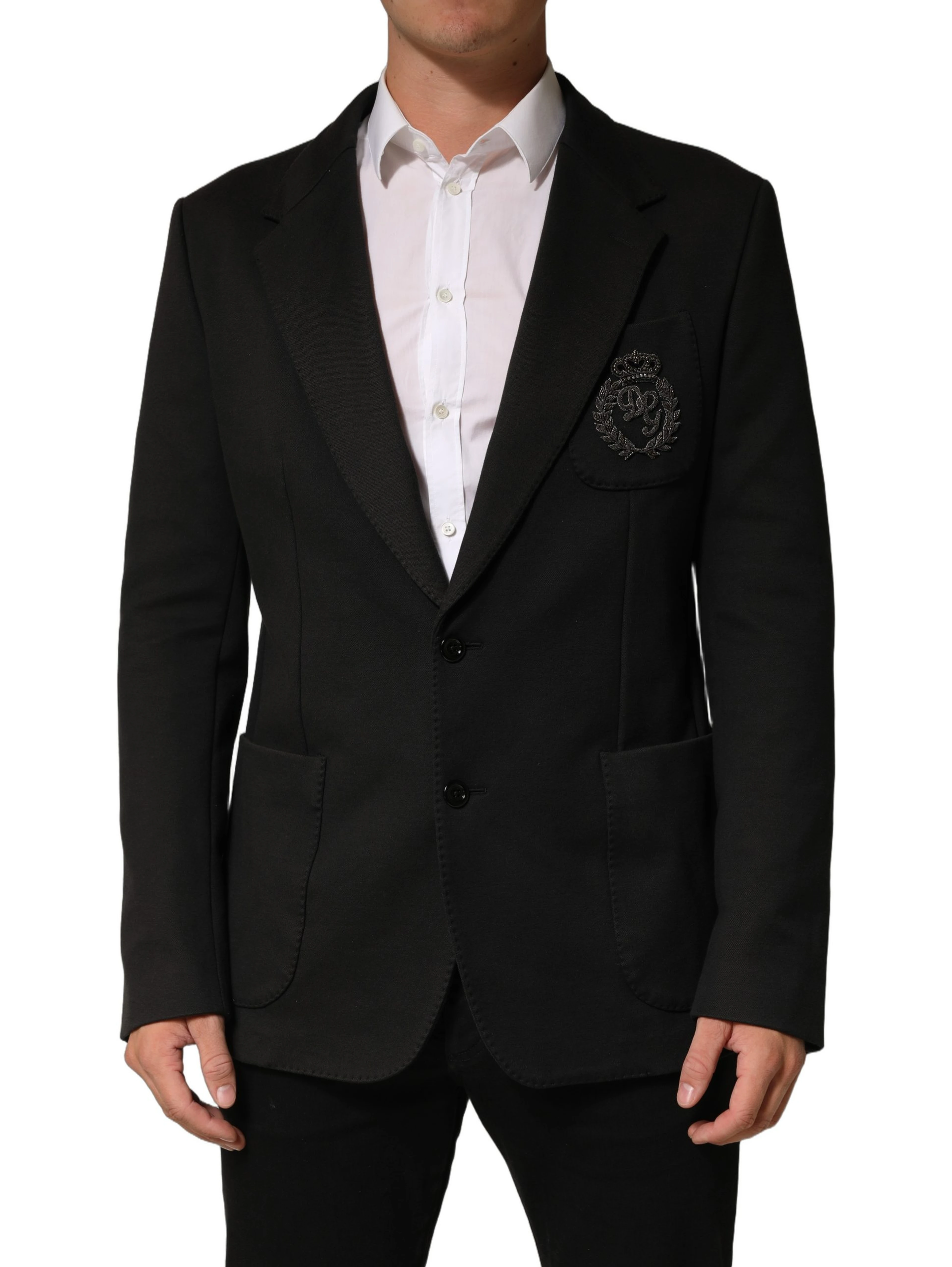 Black Embroidered Single Breasted Jacket